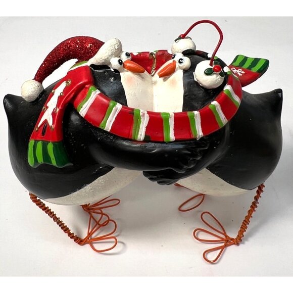 Penguin & Snowman Christmas Figurines With Scarves & Hats - Festive Holiday Deco - Picture 2 of 5